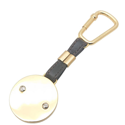 Gucci Vintage Key Holder Charm Leather Brown Gold Silver — view 3