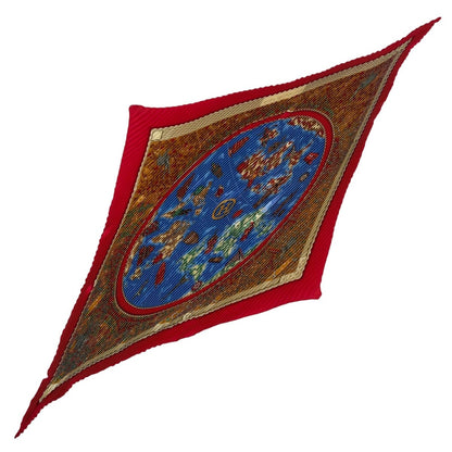 Hermes Scarf Pleated Silk World Map Red — view 2
