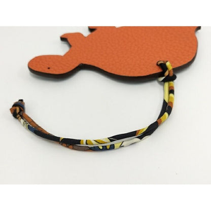 Hermes Charm Petite Ash Tortoise Leather Orange Navy — view 3