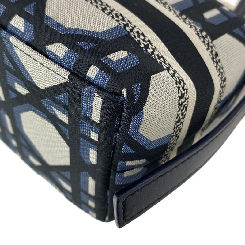 Dior/christian Dior Handbag Diortravel Nomad Pouch Navy And Beige Leather