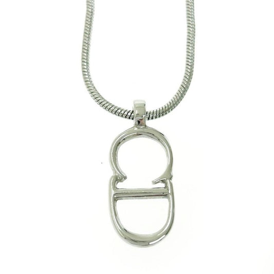 Christian Dior CD Logo Necklace Women Silver