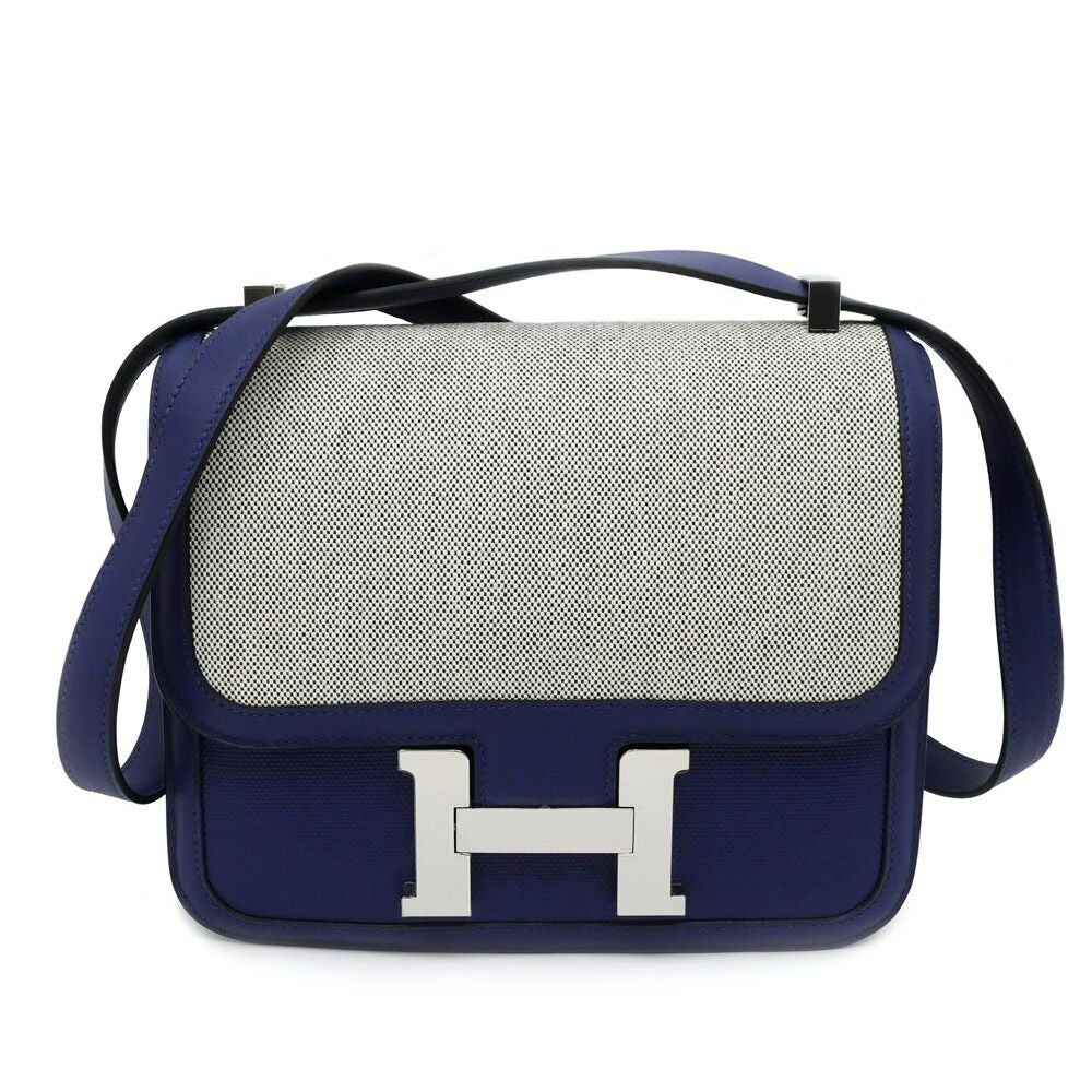 Hermes Constance 3 Blue Silver Toile Ash Berlinne Veau Handbag