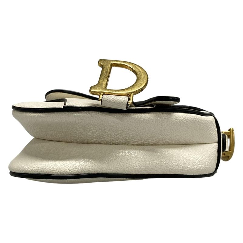 Dior/christian Dior Handbag Saddle Micro Bag White Mini Bag Leather
