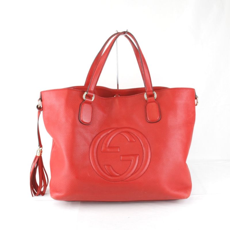 Gucci 282303 213048 Interlocking G Tote Bag Red Leather
