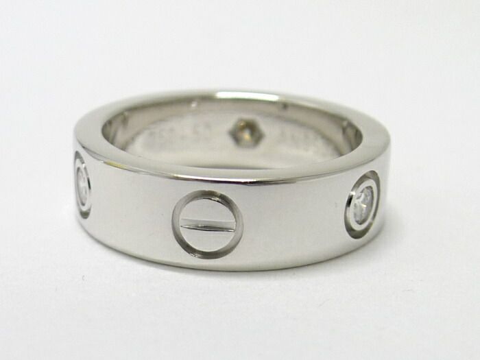 Cartier Love Ring 750wg 18K White Gold White Togo Old Diamonds Size 50 Approx