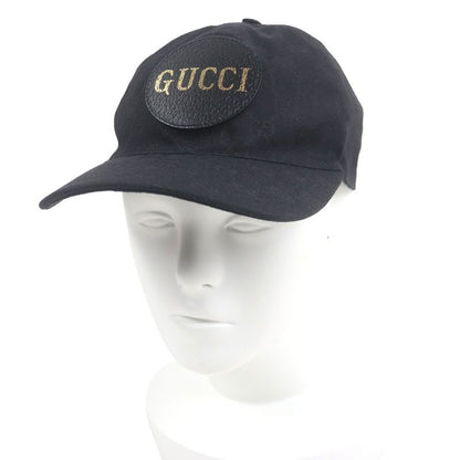 Gucci 576253 GG Canvas Logo Patch Baseball Cap Hat Black M/58cm (22.83in) Made