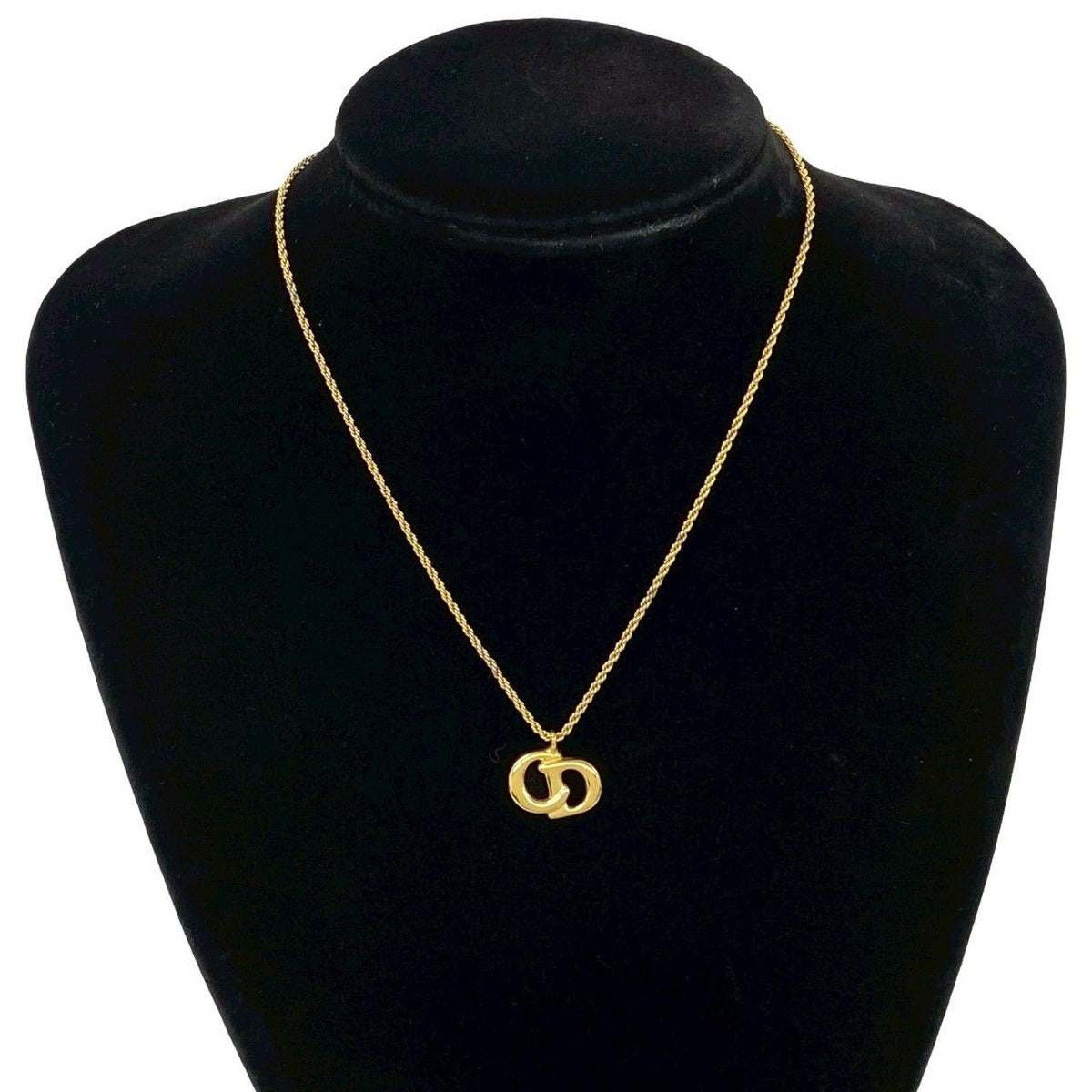 Dior Vintage CD Logo Motif Necklace Pendant Choker Gold — view 2