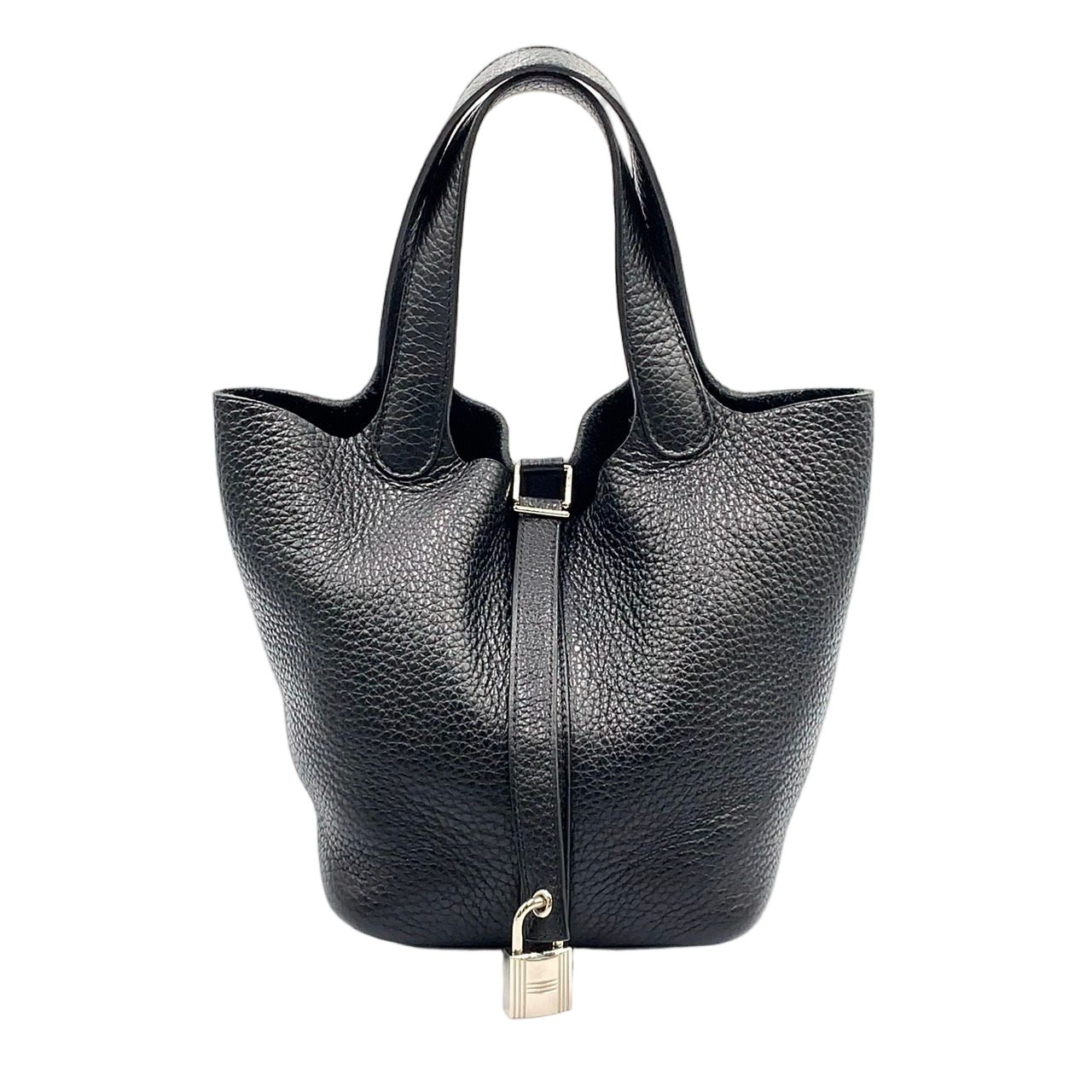 Hermes Picotin Lock PM Taurillon Leather Black Handbag Silver