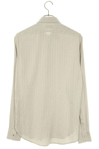 Saint Laurent Paris 646850 Y1f48 Striped Silk Long Sleeve Shirt Men's 36