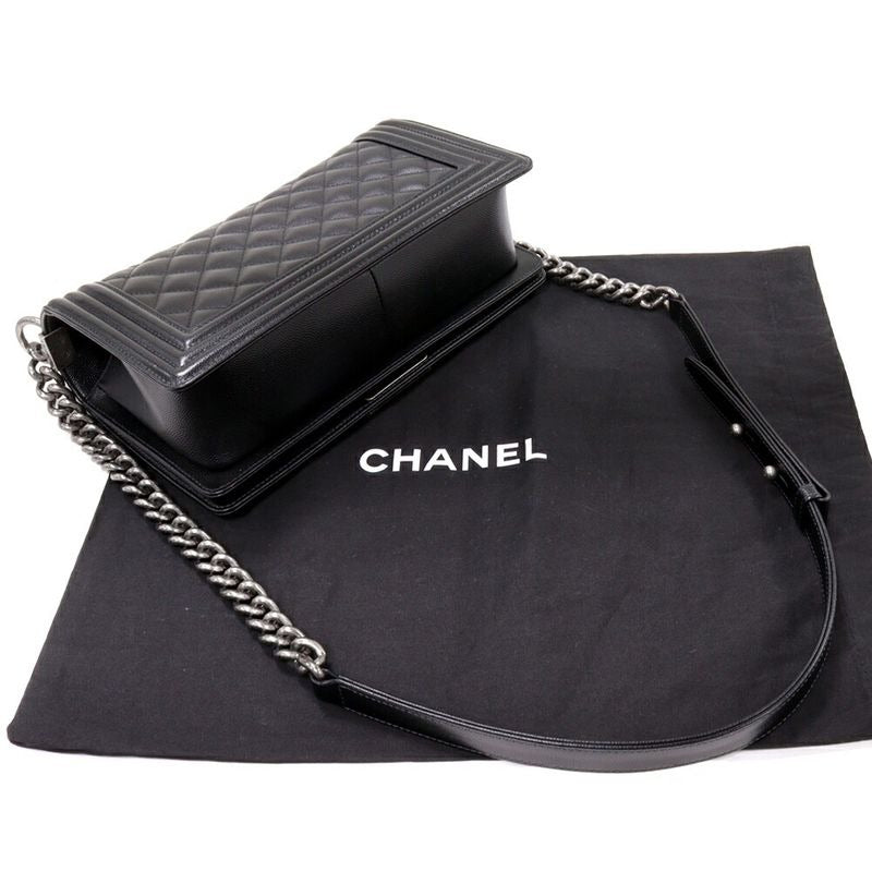 Chanel Shoulder Bag Handbag Boy Chain Caviar Leather Black — view 3