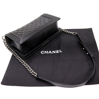 Chanel Shoulder Bag Handbag Boy Chain Caviar Leather Black — view 3