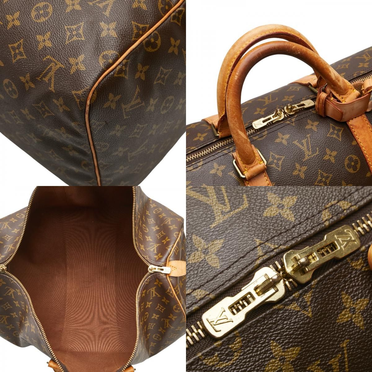 Louis Vuitton Monogram Keepall 55 Boston Bag Travel Bag M41424 Brown PVC