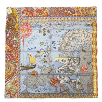 Hermes Carre 90 Le Voyage De Pytheas Scarf With Box Multicolor 100% Silk