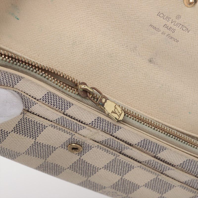 Louis Vuitton Damier Azure Portefeuille Sarah Long Wallet N61735 Ivory Made In