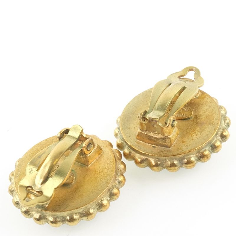 Chanel Coco Mark Vintage Gold Plated Black 95P Ladies 27.0g Earring