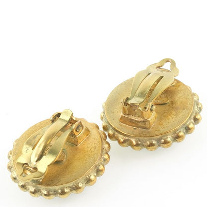Chanel Coco Mark Vintage Gold Plated Black 95P Ladies 27.0g Earring