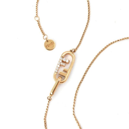 Fendi Orlock Necklace Pendant Rhinestone Logo