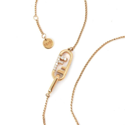 Fendi Orlock Necklace Pendant Rhinestone Logo