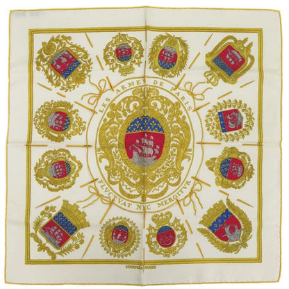 Hermes Carre 45 Petit Paris Coat Of Arms LES Armes de Silk Cream