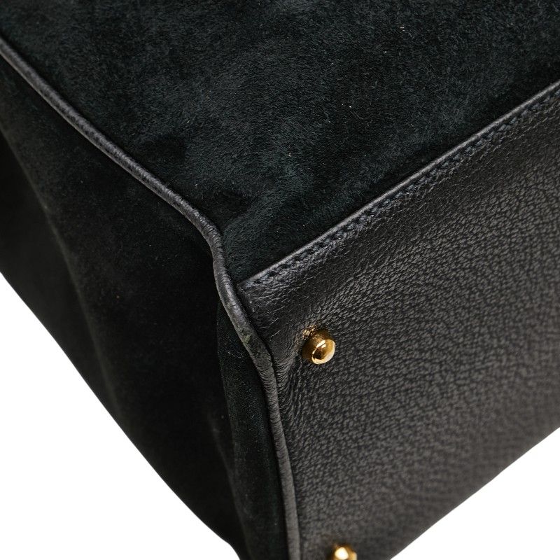 Gucci Bamboo Tote Shoulder Bag 2WAY 002285503220 Black Suede Leather Ladies