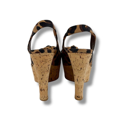 Louis Vuitton Leopard Vedge Sole Sandals High Heels Ribbon 36 — view 3