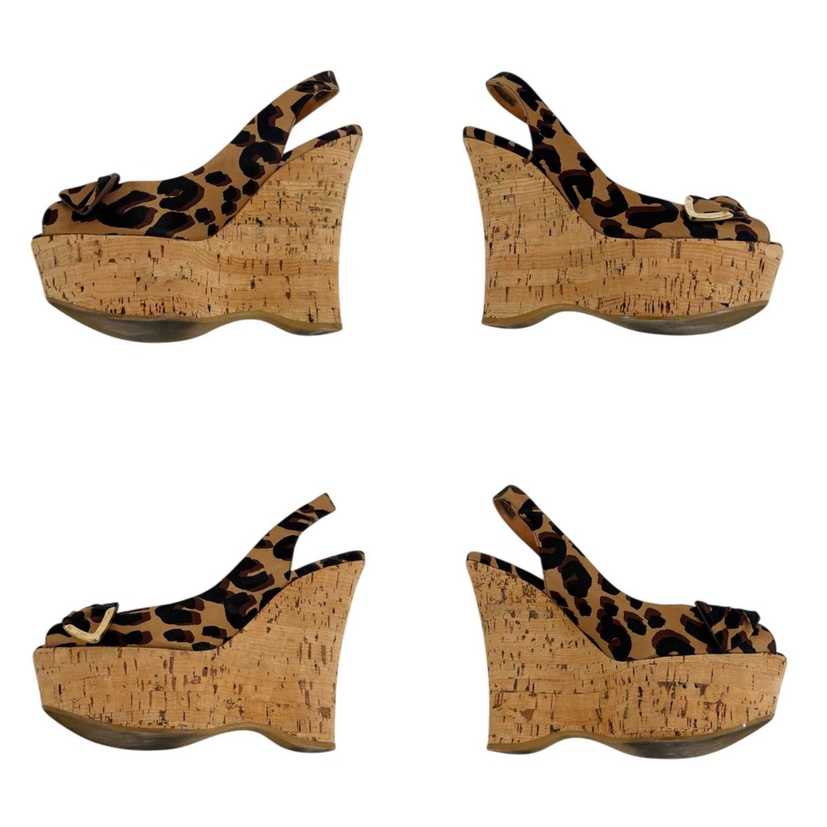 Louis Vuitton Leopard Vedge Sole Sandals High Heels Ribbon 36 — view 4