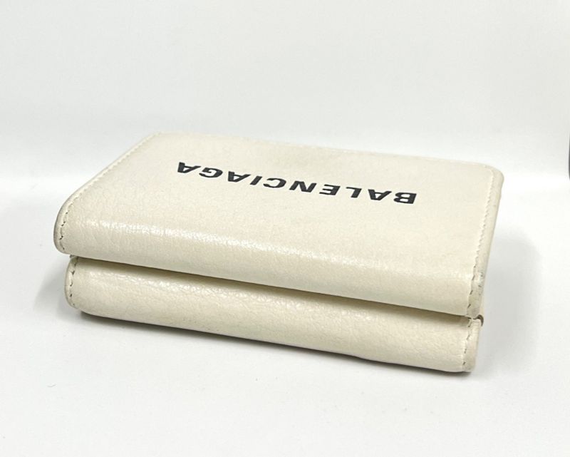 Balenciaga Trifold Wallet Compact Wallet Leather White 30ka510
