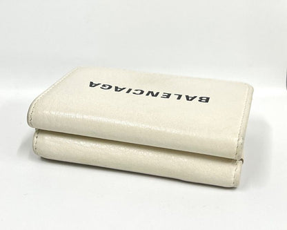 Balenciaga Trifold Wallet Compact Wallet Leather White 30ka510