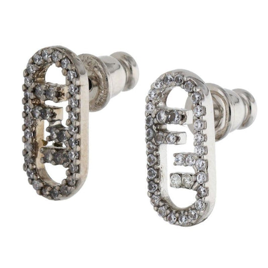 Fendi Orlok Rhinestone FF Motif Earrings Women