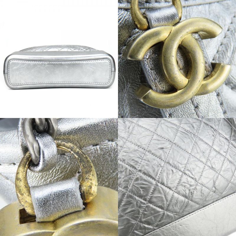 Chanel Shoulder Bag Gabrielle A93824 Chain Large Hobo Leather Silver Metallic