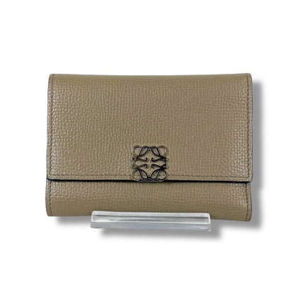 Loewe Anagram Trifold Wallet Pebble Grain Calf Sand Beige