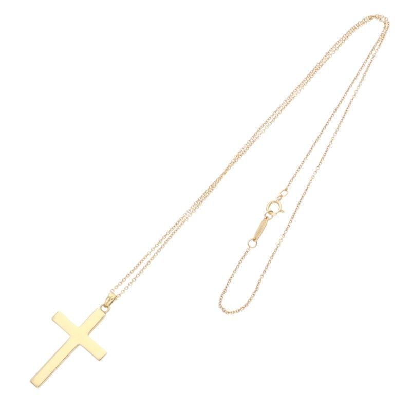 Tiffany & Co 18K Yellow Gold Cross Necklace Men's 18inch