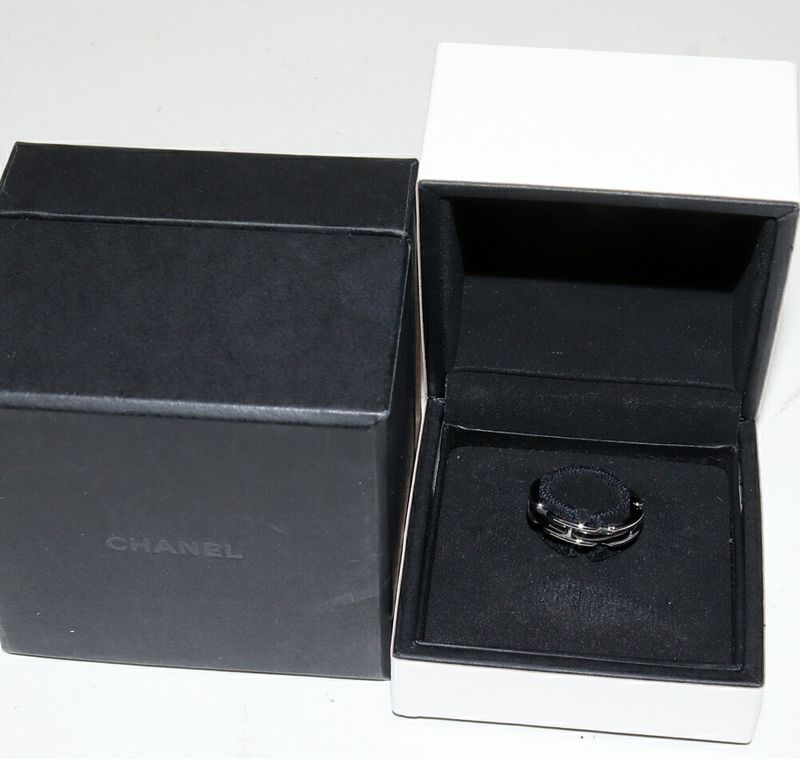 Chanel Ring 18K White Gold Black Ceramic J12 Ultra Collection Ring Small Model