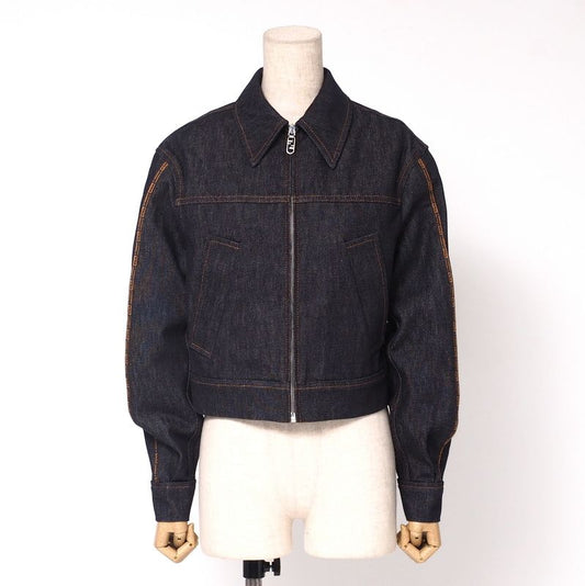 2023Fendi Denim Jacket Size 36 G-jacket Zip Up Jacket FF Cotton Indigo