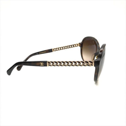 Chanel CC Logo Sunglasses Eyewear Tortoiseshell Pattern Chain Motif Brown