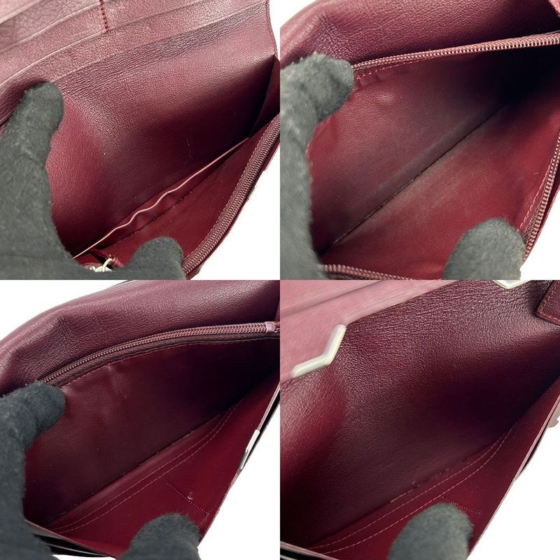 Cartier Bifold Long Wallet Cabochon Lineleather Leatherblackblacksilverhardwarea