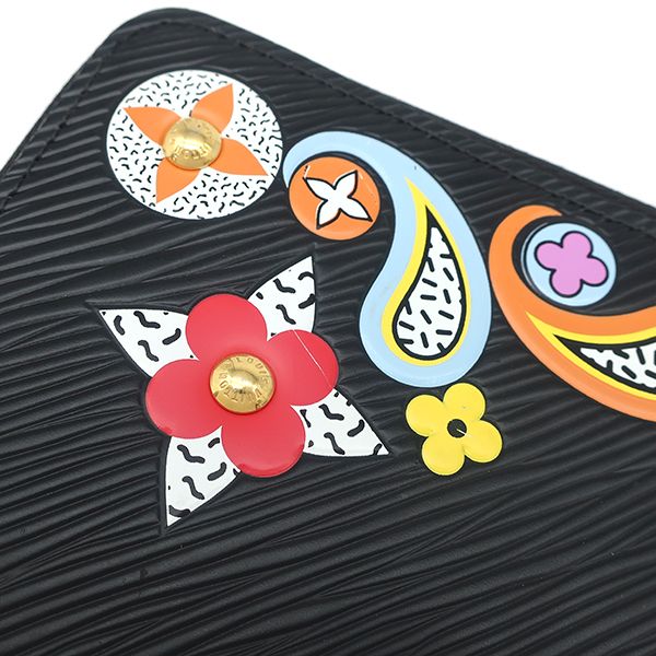 Louis Vuitton Long Wallet Flower Zippy Wallet Epi Leather Noir Black Gold