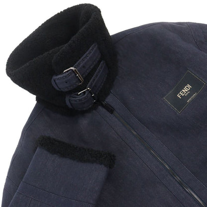 Fendi 2021 Fm0176 Selleria Sheepskin Cotton With Logo Patch Reversible Denim