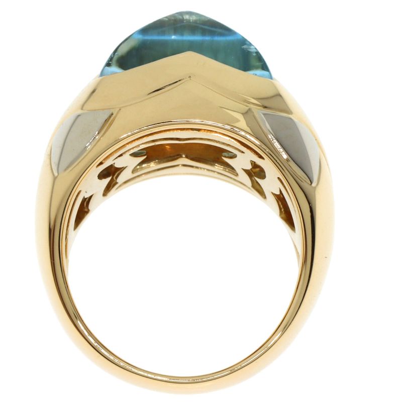 Bvlgari Bulgari Piramide Blue Topaz Ring - 18K Yellow Gold Ladies