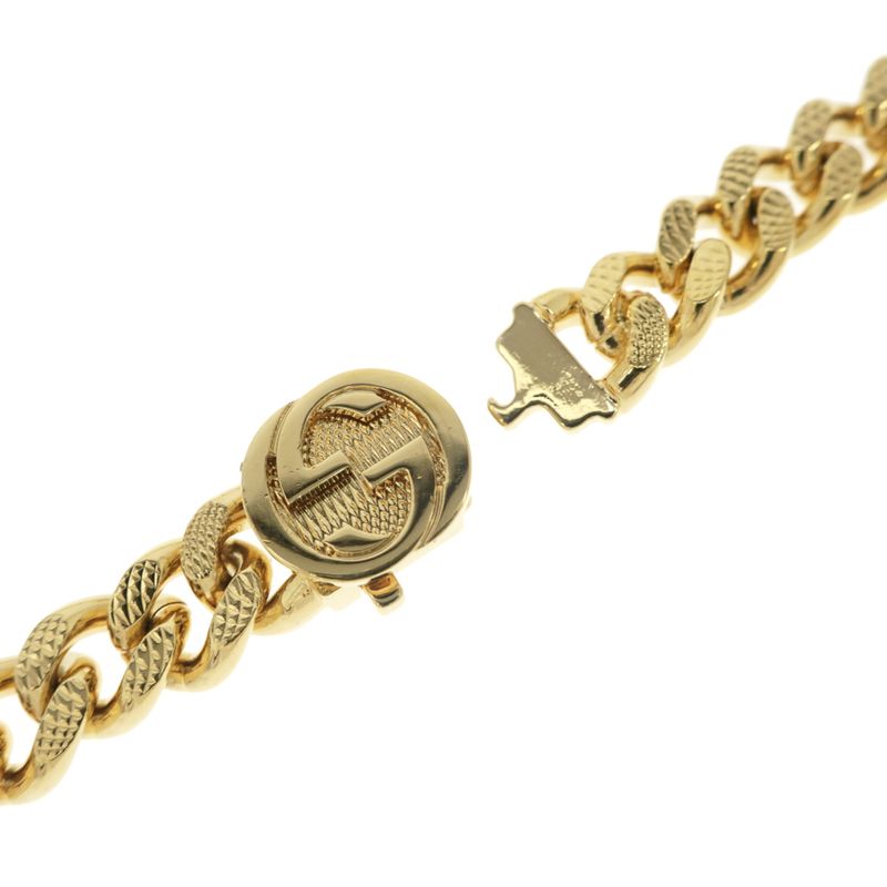 Gucci Adidas Collaboration Necklace Trefoil Golmette Chain Gold Black