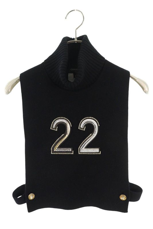 Chanel P71617k10291 22 Rhinestone Turtleneck Knit Vest Women's S