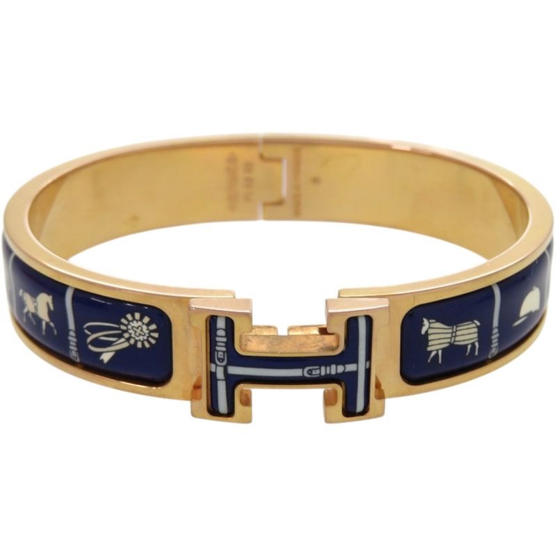 Hermes Couverture Et Aigne De Jour Click H F1 02 40 Metal Blue Bangle 1127