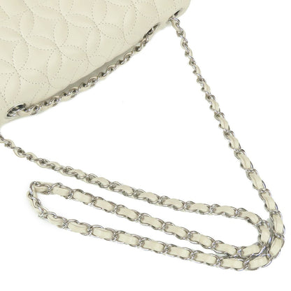 Chanel Chain Shoulder Bag Ivory Silver Lambskin — view 4
