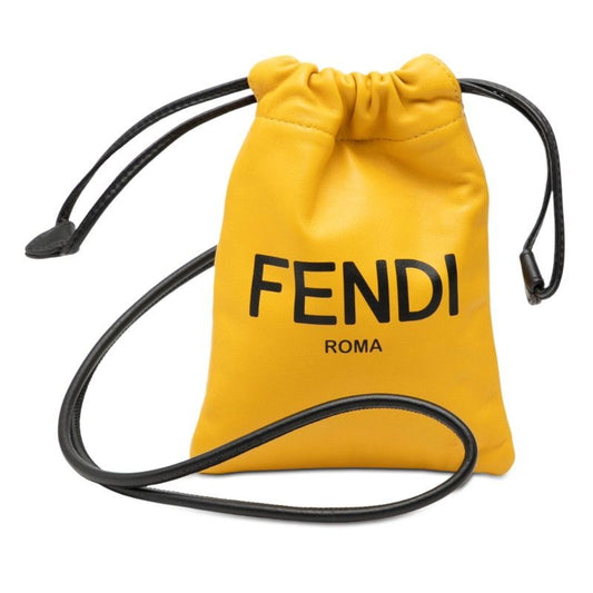Fendi Logo Phone Pouch Yellow Leather