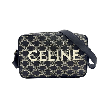Celine Horizontal Leather Black White Shoulder Bag Silver