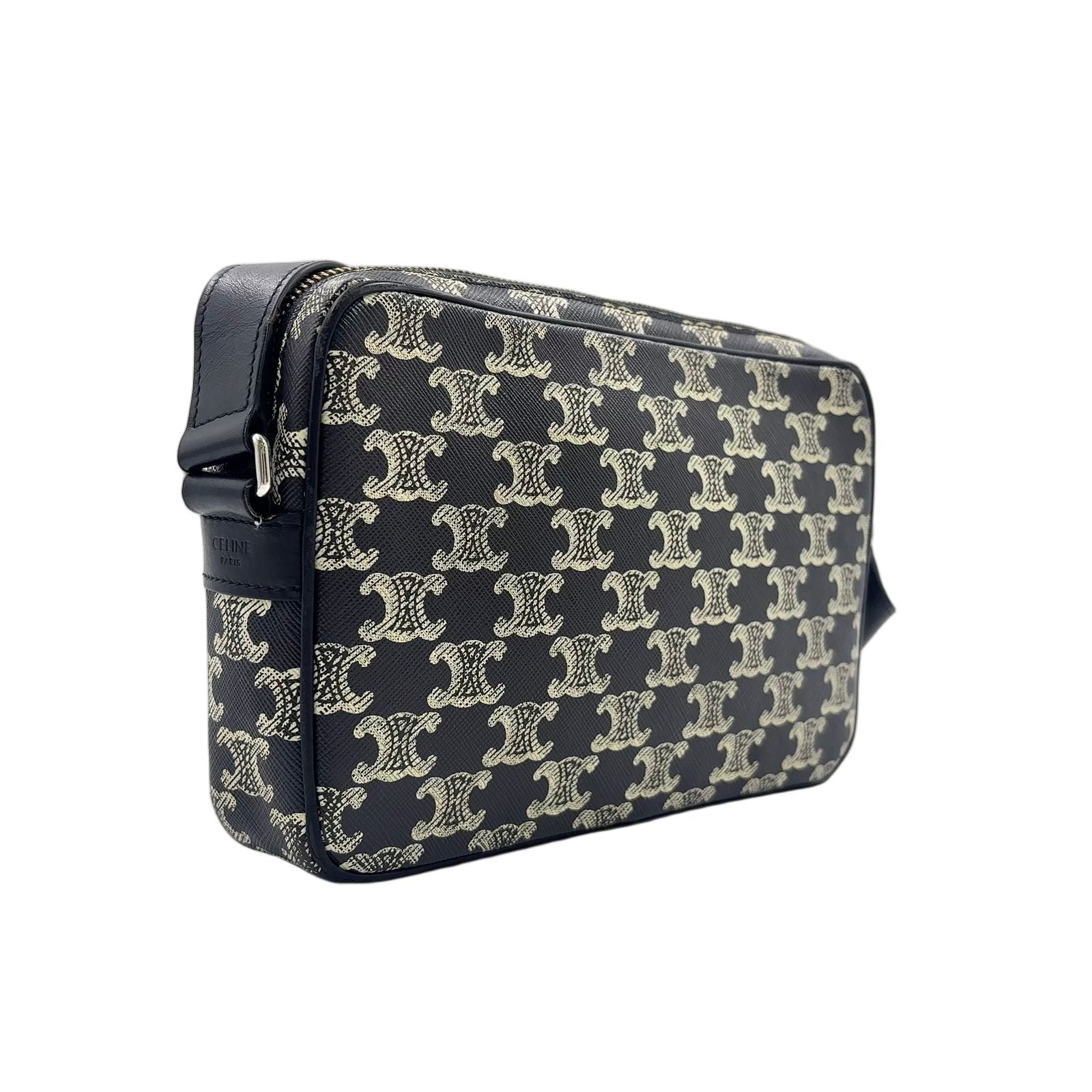 Celine Horizontal Leather Black White Shoulder Bag Silver — view 2