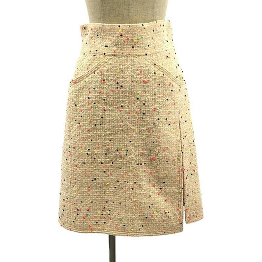 Chanel Tweed Skirt Slit Fully Lined 38 Pink