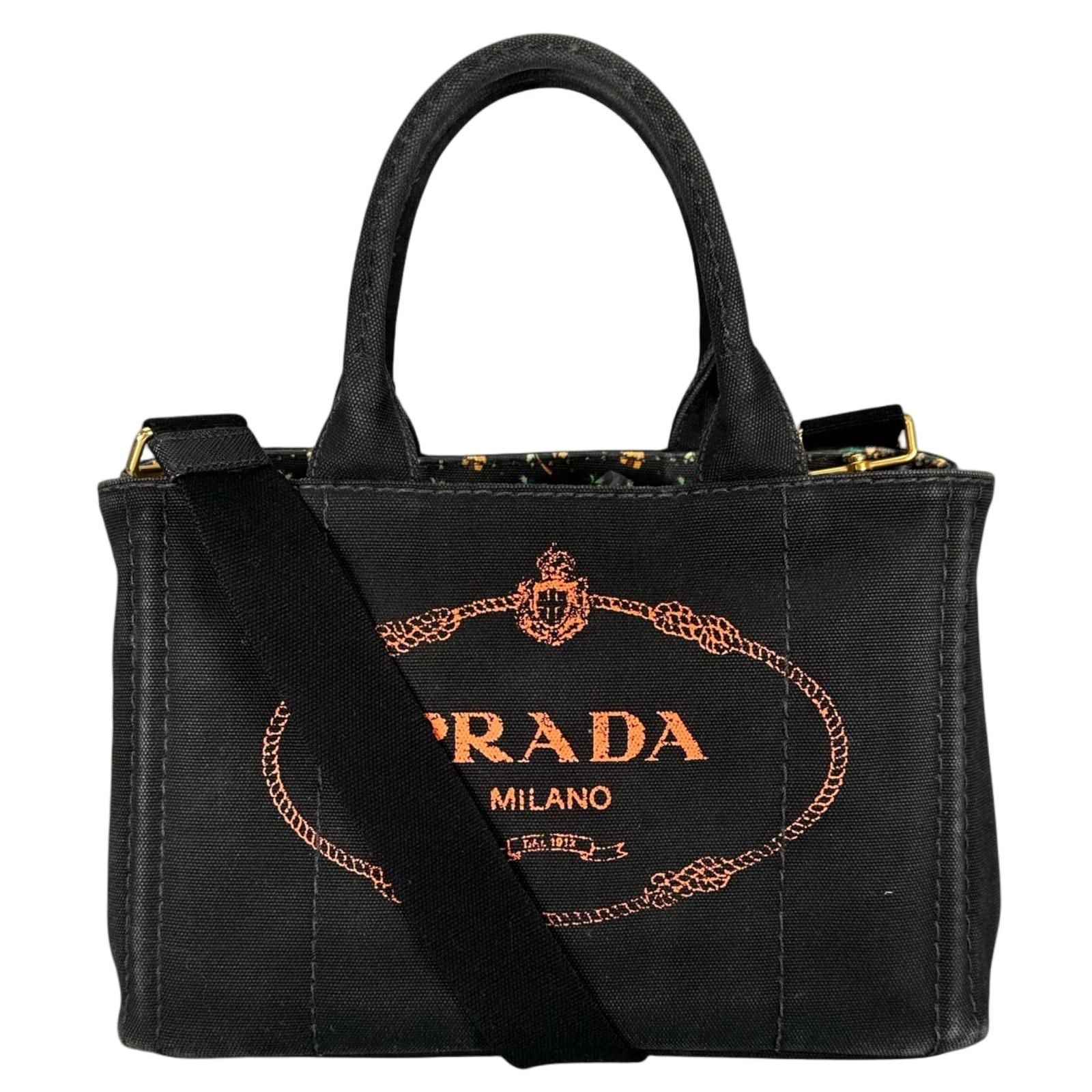 Prada Canapa Denim Navy Tote Gold
