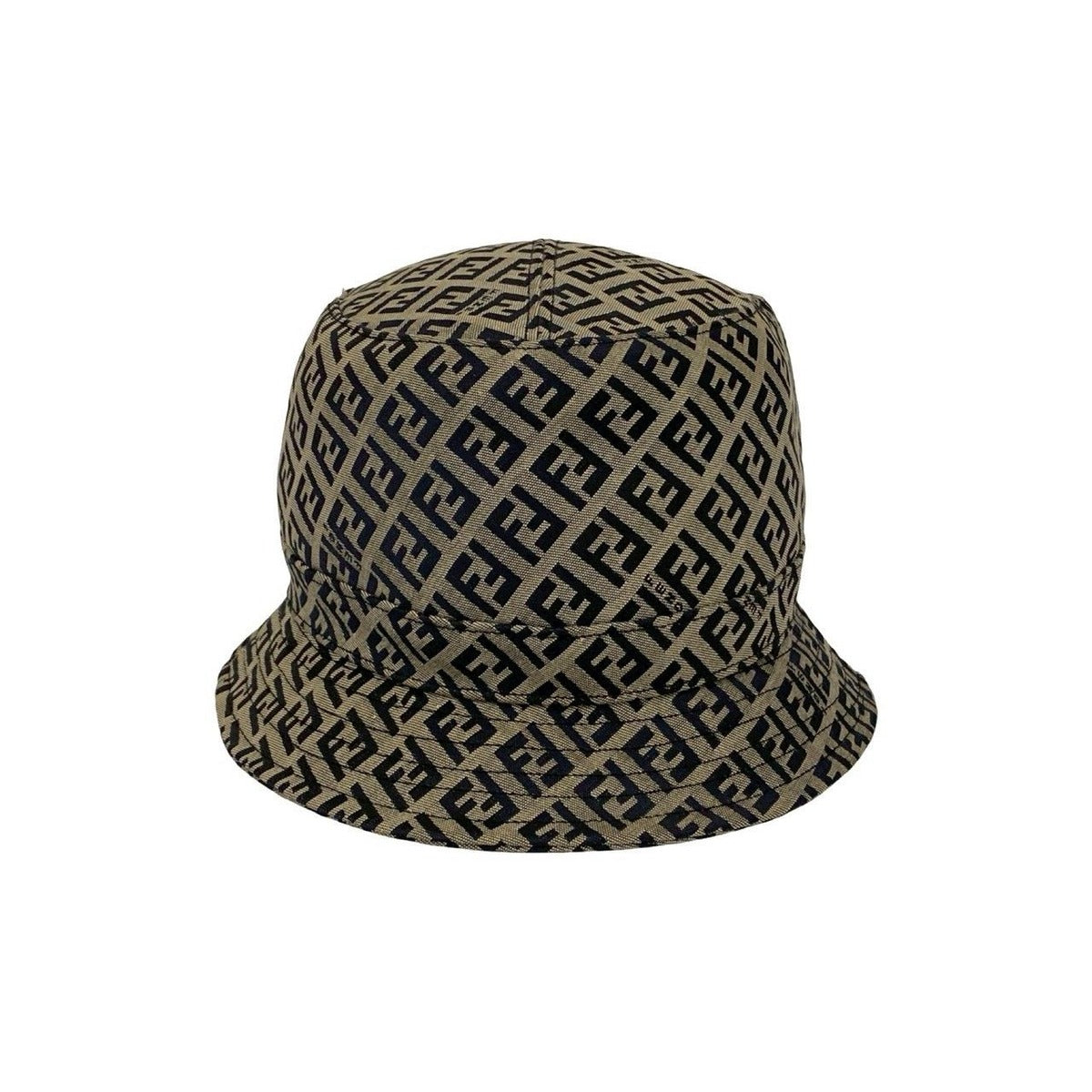 Fendi Zucchino Logo Pattern Cotton Polyester Bucket Hat Navy Gray — view 2