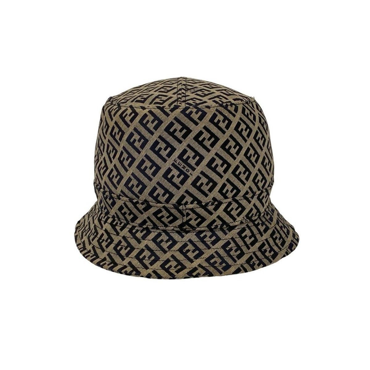 Fendi Zucchino Logo Pattern Cotton Polyester Bucket Hat Navy Gray — view 3